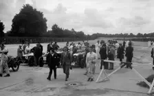 Riley 9, Aston Martin and Salmson at the LCC Relay GP, Brooklands, 25 July 1931. Artist: Bill Brunell