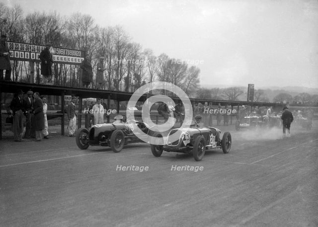 Riley and Alta racing at Donington Park, Leicestershire, c1930s. Artist: Bill Brunell.