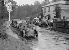 Riley Brooklands outside the Stonor Arms Hotel, Henley-on-Thames, Inter-Varsity Trial, 1930. Artist: Bill Brunell