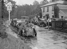 Riley Brooklands outside the Stonor Arms Hotel, Henley-on-Thames, Inter-Varsity Trial, 1930. Artist: Bill Brunell