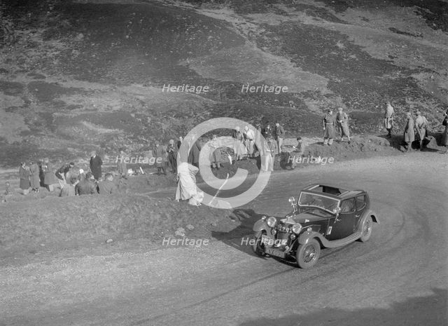 Riley Falcon or 4-light Kestrel of GCS Turner, RSAC Scottish Rally, Devil's Elbow, Glenshee, 1934. Artist: Bill Brunell.
