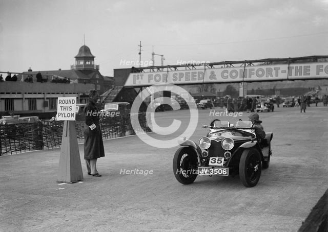 Riley Imp competing in the JCC Rally, Brooklands, Surrey, 1939. Artist: Bill Brunell.