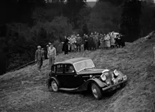 Riley of F Broomfield competing in the MCC Edinburgh Trial, Roxburghshire, Scotland, 1938. Artist: Bill Brunell
