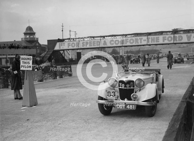 Riley Lynx Sprite competing in the JCC Rally, Brooklands, Surrey, 1939. Artist: Bill Brunell.