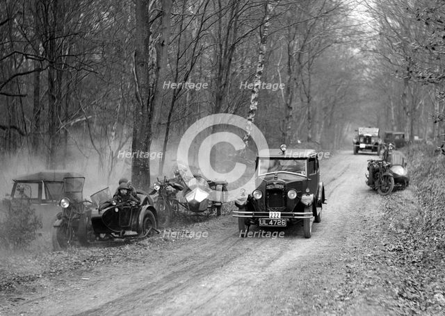 Riley Monaco of CD Allen competing in the Sunbeam Motor Car Club Bognor Trial, 1929. Artist: Bill Brunell.