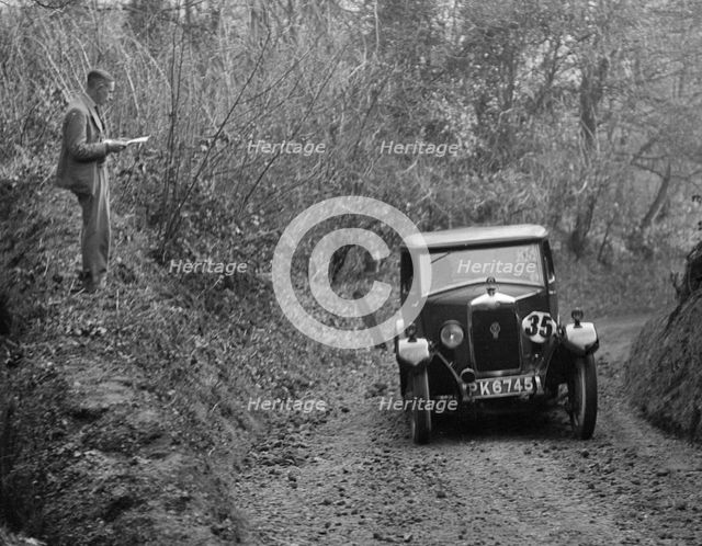Riley Monaco competing in the JCC Half-Day Trial, 1930. Artist: Bill Brunell.