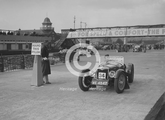 Riley sporting special competing in the JCC Rally, Brooklands, Surrey, 1939. Artist: Bill Brunell.