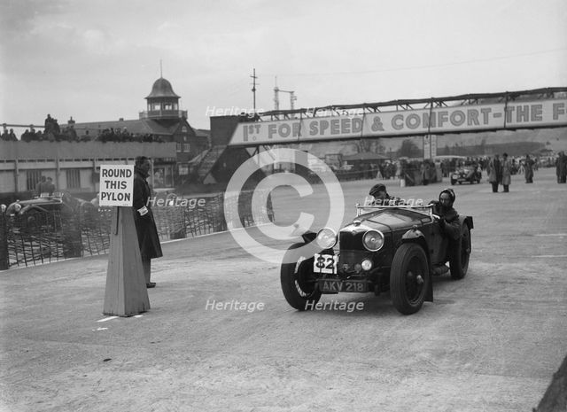 Riley Sprite competing in the JCC Rally, Brooklands, Surrey, 1939. Artist: Bill Brunell.