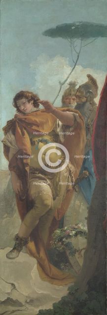 Rinaldo turning in Shame from the Magic Shield, ca 1744 . Creator: Tiepolo, Giambattista (1696-1770).