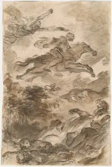Rinaldo, Astride Baiardo, Flies Off in Pursuit of Angelica, c. 1795. Creator: Jean-Honore Fragonard