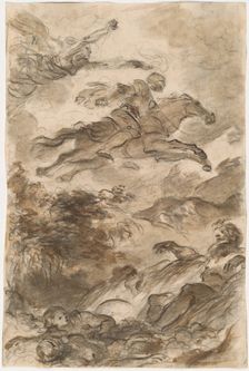 Rinaldo, Astride Baiardo, Flies Off in Pursuit of Angelica, c. 1795. Creator: Jean-Honore Fragonard