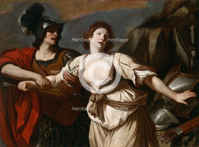 Rinaldo preventing Armida from committing suicide, 1664.
