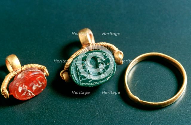 Rings with Inscription, Jewelery, Tunisia, c3rd-4th Century. Artist: Unknown