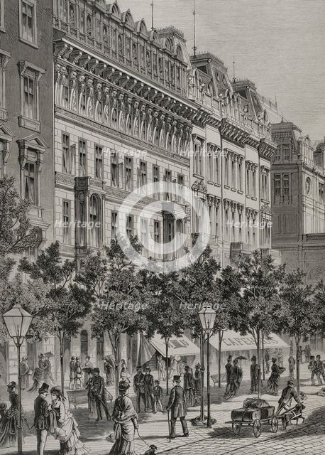 Ringstrasse and exterior of the State Opera (in background), Vienna, 1878.  Creator: August Stefan Kronstein.
