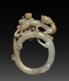 Ring with Carved Dragons (Chih), c. 5th Century. Creator: Unknown