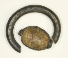 Ring: Cowroid with Sistrum and Pendant Uraeui, Egypt, New Kingdom, Dynasty 18 (about 1350 BCE). Creator: Unknown
