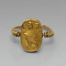 Ring Depicting Isis and Horus, Egypt, Ptolemaic Period (332-30 BCE). Creator: Unknown
