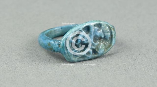 Ring: Figure of Bes playing frame drum, sa (protection) before him, Egypt, New Kingdom, Dynasty 18.. Creator: Unknown.