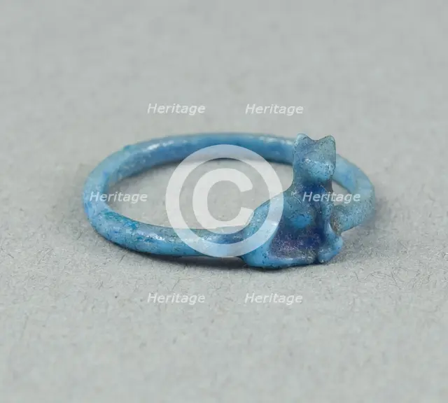 Ring: Figure of Seated Cat, Egypt, New Kingdom, Dynasty 18 (about 1390 BCE). Creator: Unknown.
