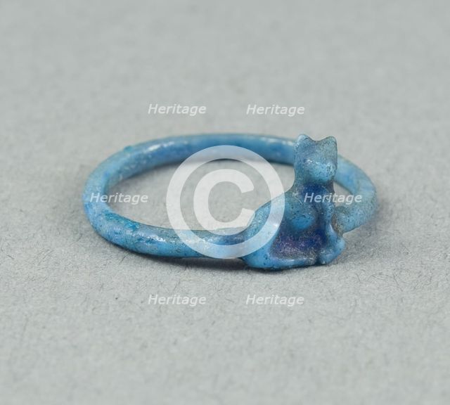 Ring: Figure of Seated Cat, Egypt, New Kingdom, Dynasty 18 (about 1390 BCE). Creator: Unknown.