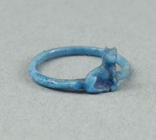 Ring: Figure of Seated Cat, Egypt, New Kingdom, Dynasty 18 (about 1390 BCE). Creator: Unknown