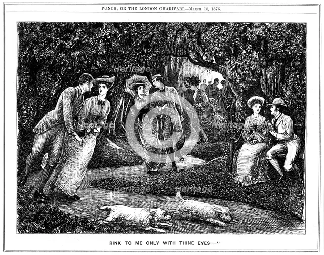 'Rink to me only with thine eyes', 1876.  Creator: George du Maurier.