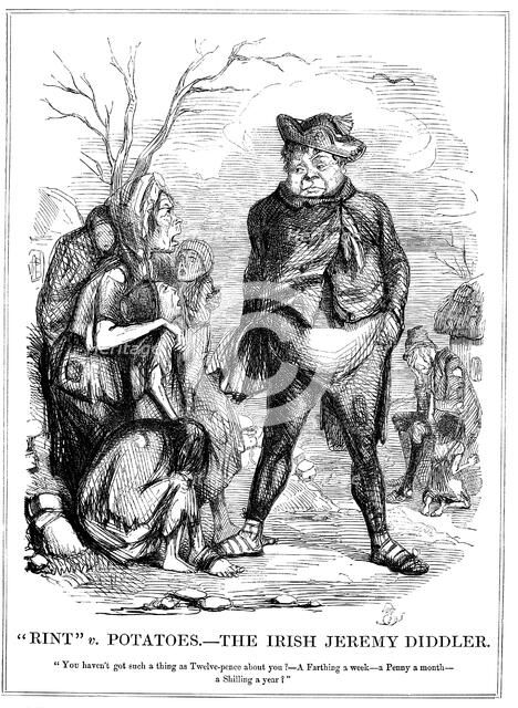 'Rint v Potatoes - The Irish Jeremy Diddler, 1845. Artist: Unknown