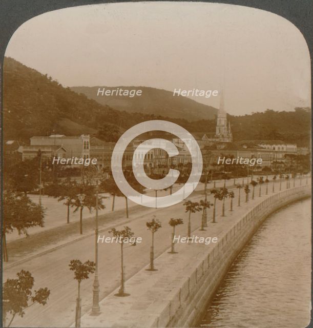 'Rio Janeiro's 5 mile quay, encircling world's largest land-locked bay', c1900. Artist: Unknown.
