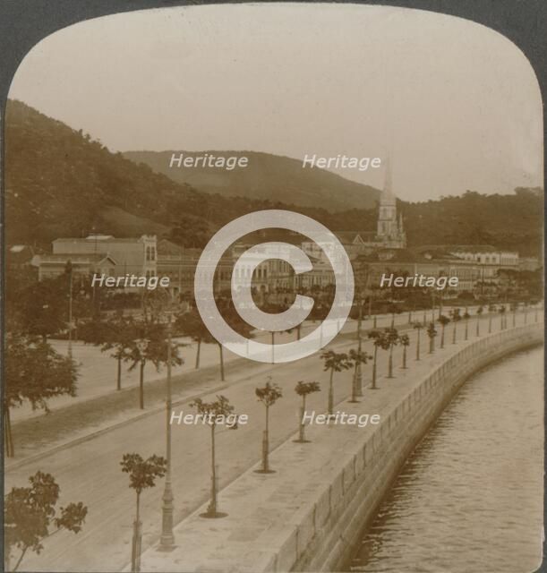 'Rio Janeiro's 5 mile quay, encircling world's largest land-locked bay', c1900. Artist: Unknown.