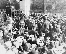 Riot at the Constitution Hill gate of Buckingham Palace, 21st May 1914