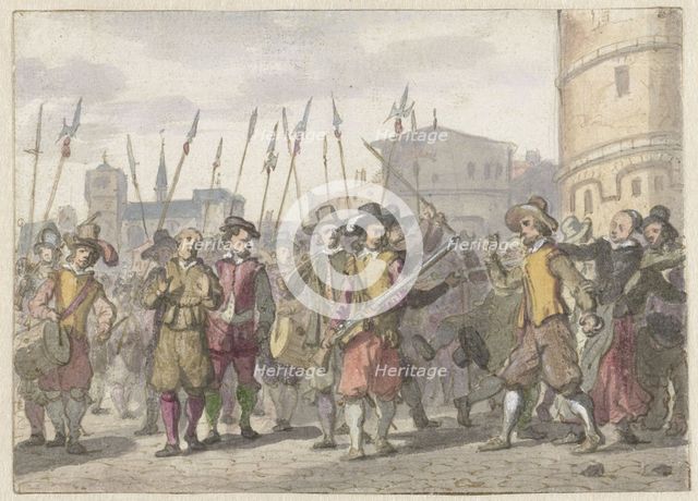Riot at the conviction of Cornelis Halewijn and Herman Jansz. in Antwerp in 1559, (1652-1659).  Creator: Jacob van der Ulft.
