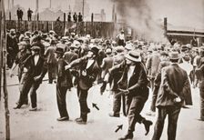 Riot during a strike by Standard Oil workers, Bayonne, New Jersey, USA, 1915. Creator: Unknown