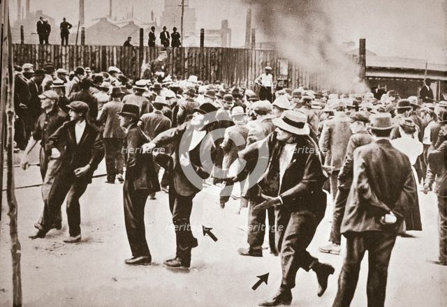 Riot during a strike by Standard Oil workers, Bayonne, New Jersey, USA, 1915. Creator: Unknown.