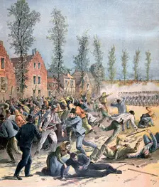 Rioting in Mons, Belgium, 1893. Artist: Henri Meyer