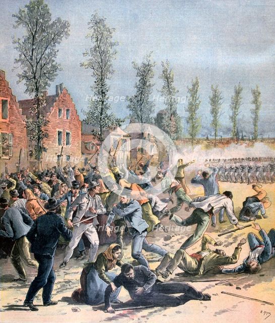 Rioting in Mons, Belgium, 1893. Artist: Henri Meyer