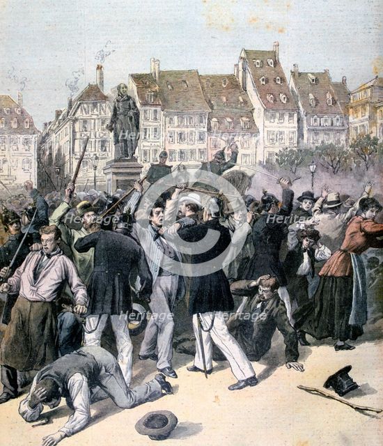 Rioting in Place Kléber, Strasbourg, 1893. Artist: Unknown