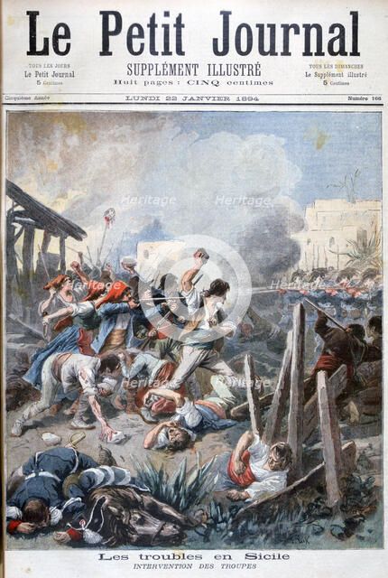 Riots in Sicily, 1894. Artist: Frederic Lix