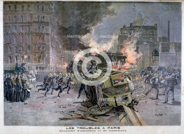 Riots in Paris, 1897. Artist: Henri Meyer