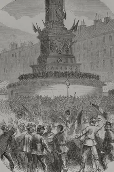 Riots in the Place de la Bastille, Paris Commune, France, 1871. Creator: Unknown