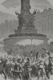 Riots in the Place de la Bastille, Paris Commune, France, 1871. Creator: Unknown