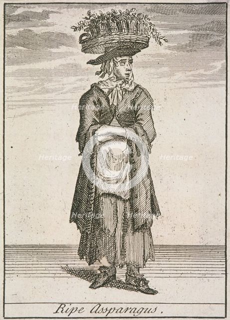 'Ripe Assparagus', Cries of London, (c1688?). Artist: Anon