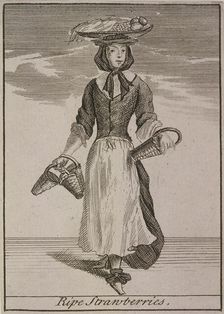 Ripe Strawberries Cries of London, (c1688?). Artist: Anon