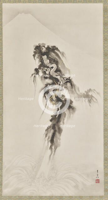 Rising Dragon and Mount Fuji. Creator: Kiitsu, Suzuki (1796-1858).