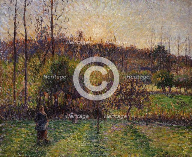 Rising sun at Eragny, 1894. Creator: Pissarro, Camille (1830-1903).