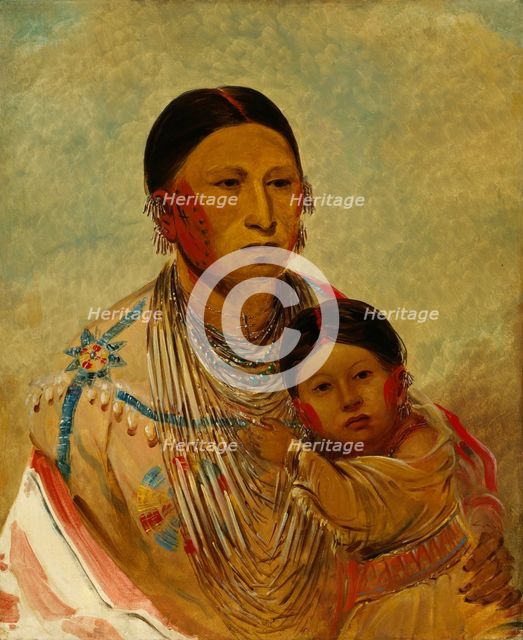 Ru-ton-ye-wee-ma, Strutting Pigeon, Wife of White Cloud, 1844. Creator: George Catlin.