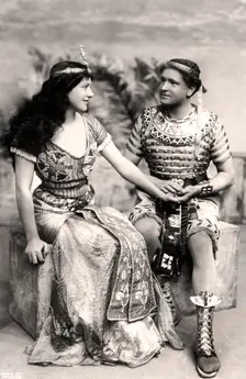 Ruth Vicent (1877-1955) and Roland Cunningham in a scene from Amasis, early 20th century.Artist: Dover Street Studios