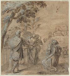 Ruth and Boaz (recto) The Fall of Simon Magus (verso), 1600s. Creator: Unknown