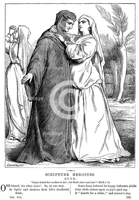 Ruth embracing her mother-in-law, 1873. Artist: Unknown