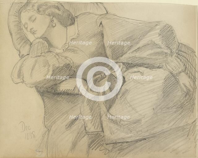 Ruth Herbert asleep, 1858. Artist: Dante Gabriel Rossetti.