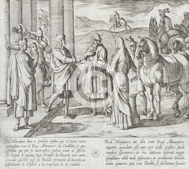 Ruy Velazquez Asks Gonzalo Gustos to Deliver a Letter to King Almanzor of Cordoba, 1612. Creator: Antonio Tempesta.